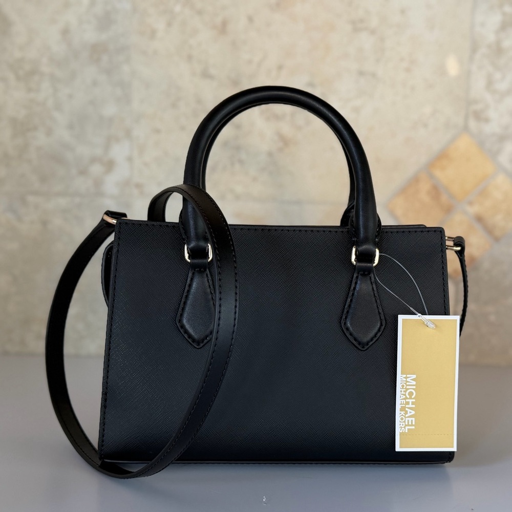 Michael Kors Sheila SM Black Satchel Shoulder Bag - Picture 2 of 11